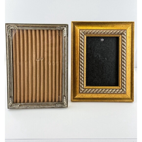 Lot of 2 Vintage Picture Frames Gold Ornate & Gold Rope Design 5x7 - Picture 1 of 8
